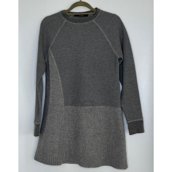 Thakoon Long Sleeve Multi Media‎ Sweater Dress Wool Bottom Cotton Top Gray XS - Picture 1 of 9